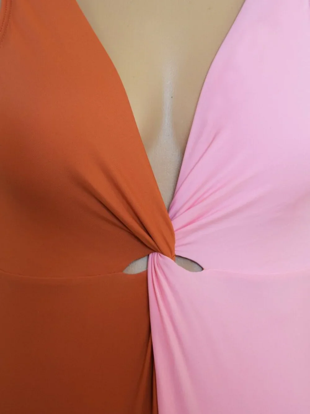 Pink / Rust Color -Block One Piece Swimsuit